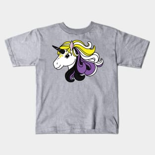 Rainbow Unicorn, Non-Binary Pride Kids T-Shirt